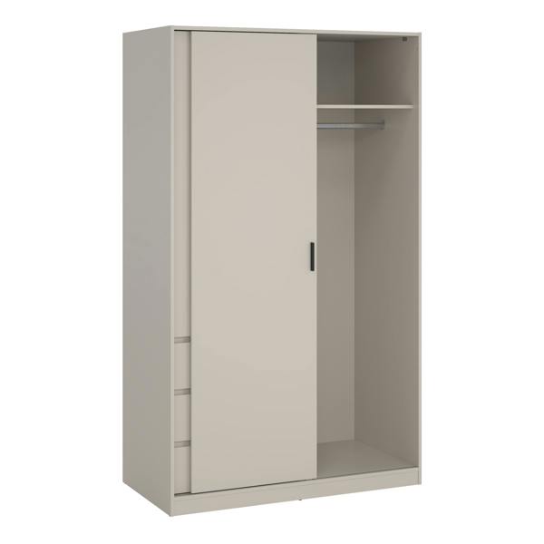 Furniture To Go Naia Wardrobe with 1 Sliding Door 1 Std Door & 3 Drawers in Cashmere