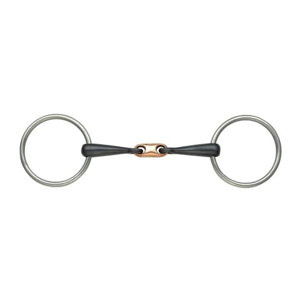 Shires Copper Lozenge Horse Snaffle Bit - Black/Silver