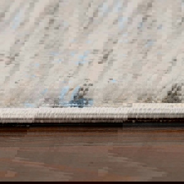 abstract rug, blue-cream colours, anti-allergic, and non-static properties