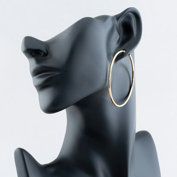 T. H. Baker 9ct Yellow Gold 50mm Large Round Hoop Earrings UER108Y
