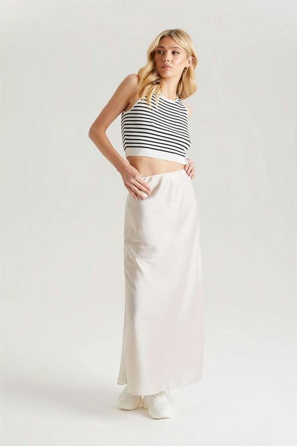 Urban Bliss Champagne Satin Maxi Skirt