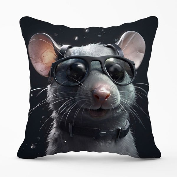 Warren Reed Splashart Rat In Glasses Cushions