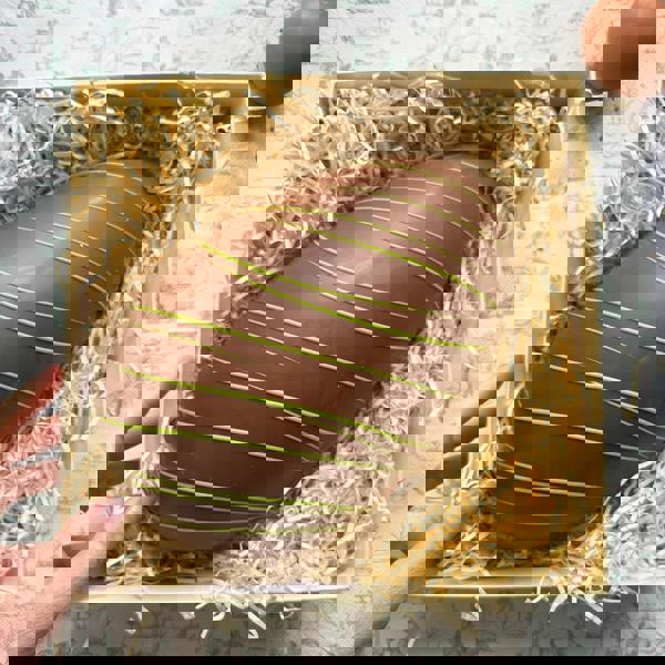 CHOC ON CHOC Giant Pistachio and Candyfloss Easter Egg Half