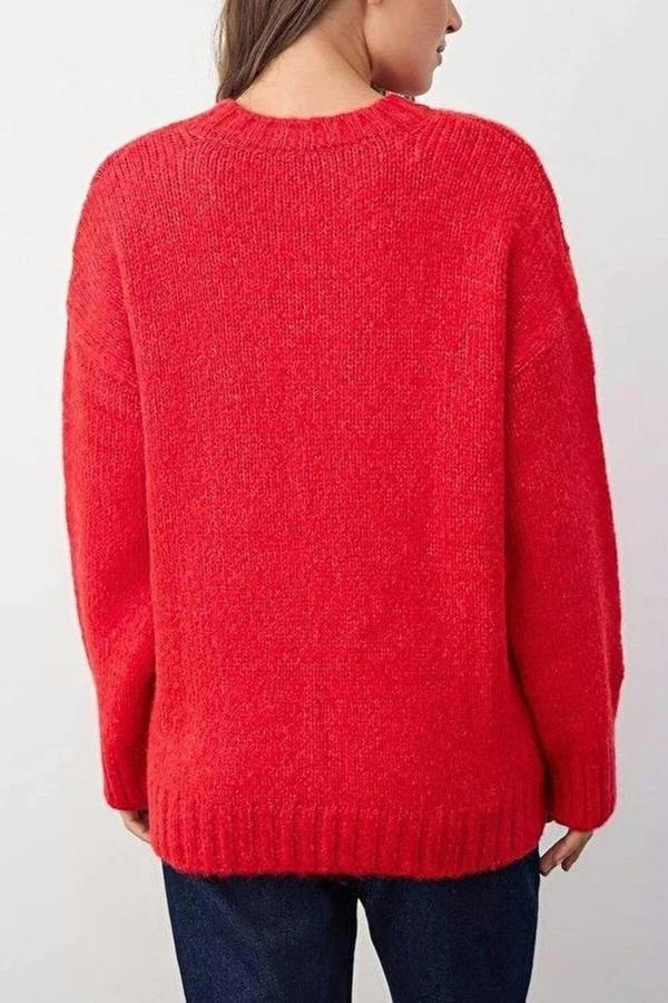 WOVCOR Soft-Textured Oversize Basic Knit Sweater