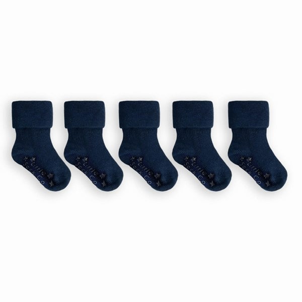 Little Sock Co. Non-Slip Stay on Baby, Toddler & Child Socks - 5 Pack in Navy 0-6 years - School Socks