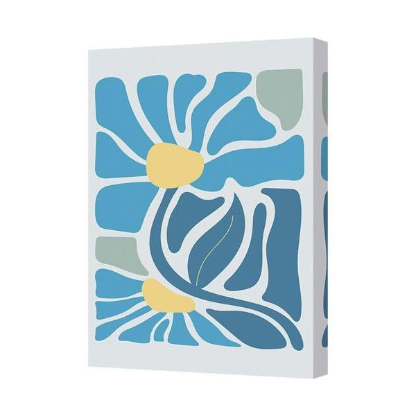 Benjamin Tate Design Abstract Floral Canvas Art Print CANVAS 8419 Blue Yellow Center