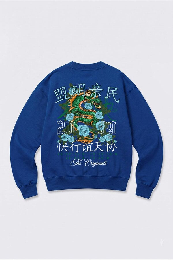 London Attitude Oversized Dragon Graphic Sweatshirt