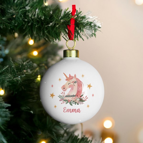 Personalised Memento Company Personalised Unicorn Christmas Bauble