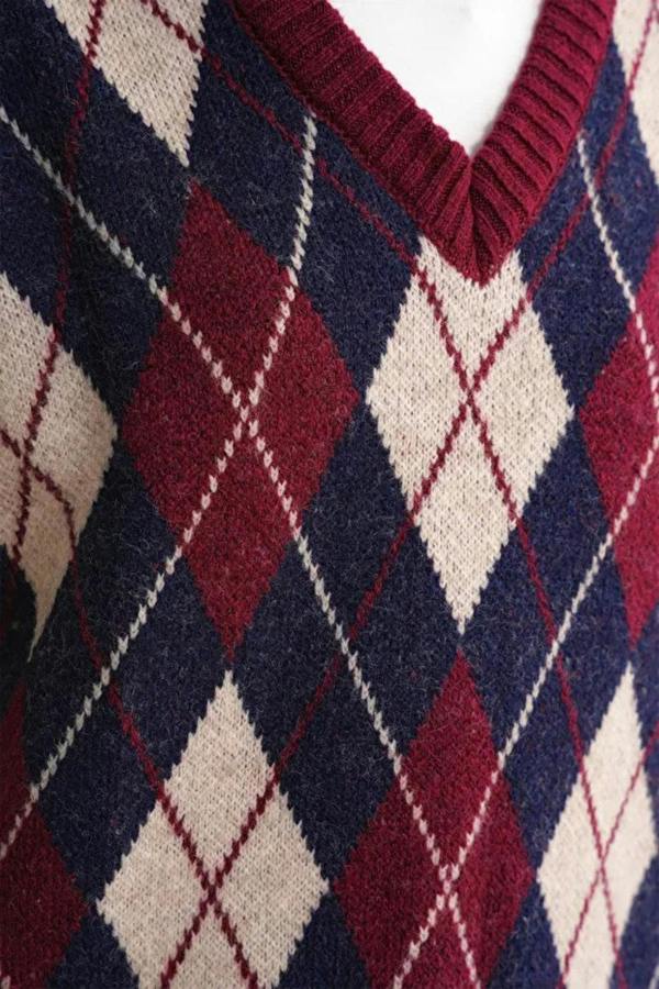 Hoxton Gal Argyle Pattern Knit Sweater Vest