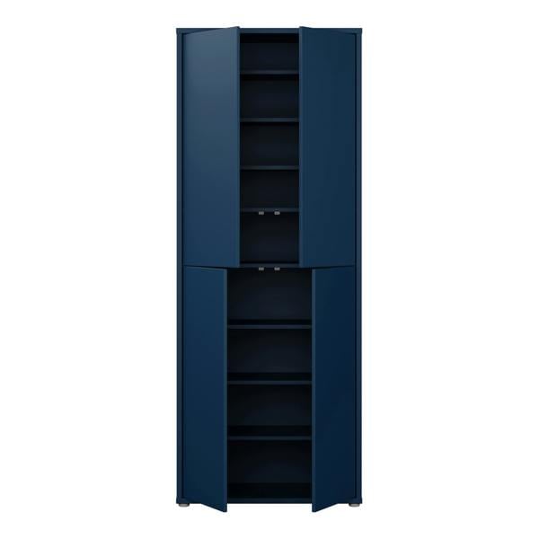 Furniture To Go Alice Springs Tall Shoe Cabinet with 4 Doors Push-to-Open in Night Blue