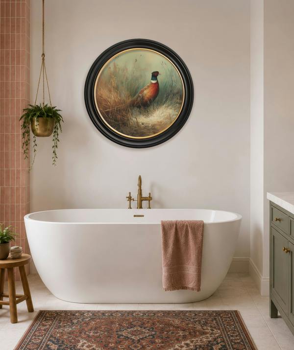 Exceptional Art Countryside Pheasant - Oxford Round Frame