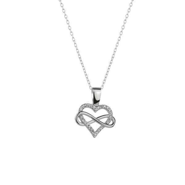 Spero London Infinity Heart Love Sterling Silver Pendant Necklace