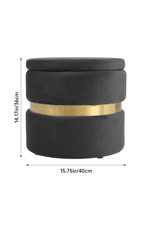 Living and Home Cylindrical Upholstered Storage Ottoman Foot Rest