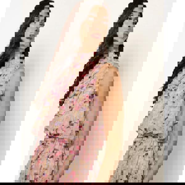 Blue Vanilla Watercolour Printed Sleeveless Midi Dress