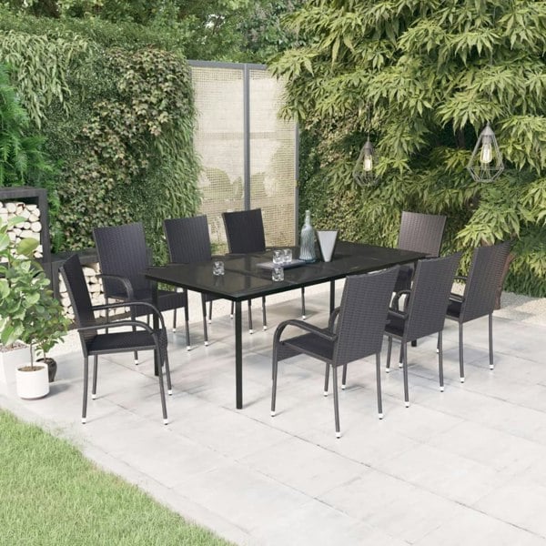 Berkfield 9 Piece Garden Dining Set Black