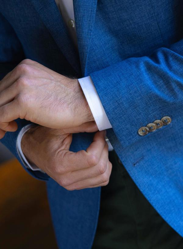 Cotton Linen Blazer - Blue