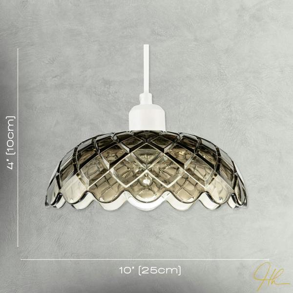 Smoked Grey Pendant Lighting Shade with Scalloped Edge Silhouette Image 7