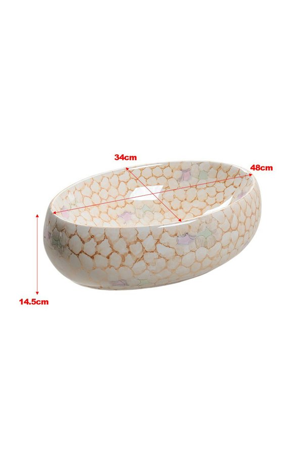 Living and Home Modern Countertop Oval Marble Bathroom Vessel Sink