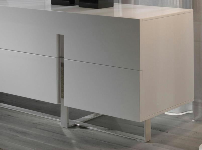 Angel Cerdá White Wood and Chromed Steel Sideboard 3052