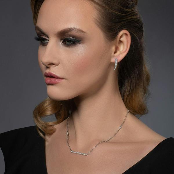 Bar Necklace for Women with Cubic Zirconia Stones - namana.london