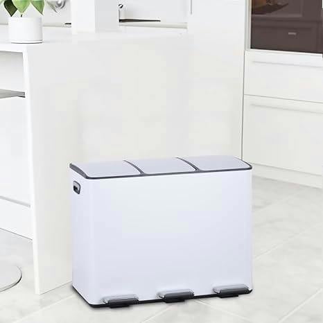 HYGRAD BUILT TO SURVIVE HYGRAD 3 Compartment Recycling Bin 45L Dual Compartments Kitchen Pedal Dust Bin Waste Bin Separation System 3x15L