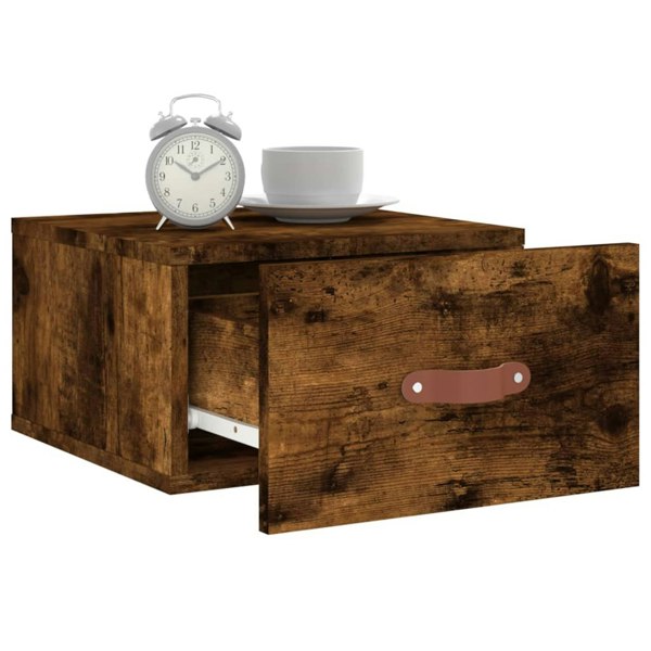 Berkfield Wall-mounted Bedside Cabinet Smoked Oak 35x35x20 cm