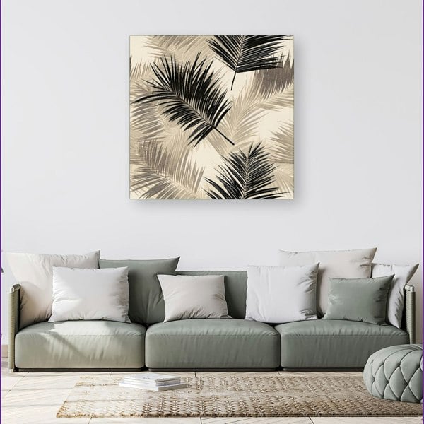 Warren Reed Black And White Tropical Palm Leaves Canvas