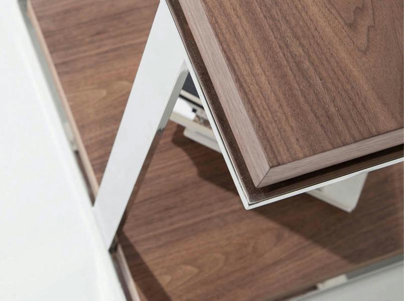Angel Cerdá Square corner table walnut and chrome-plated steel 2038