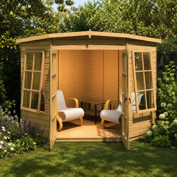 Shire Hampton 7x7 Corner Summerhouse 12mm Interlock Cladding
