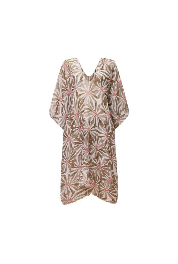 James Lakeland Beige Retro Floral Kaftan