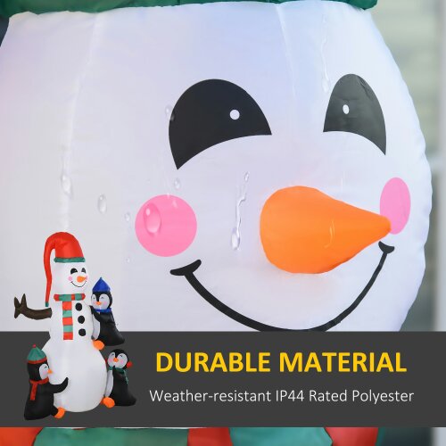 HOMCOM Inflatable Three Cute Penguins Building Snowman Christmas Lighted 6ft