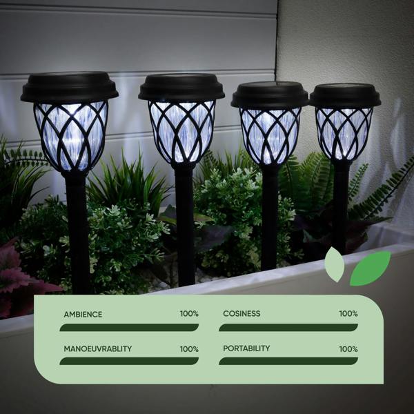 Gardenwize Pack of 4 Solar Stake Lights – Pathway LED Lights