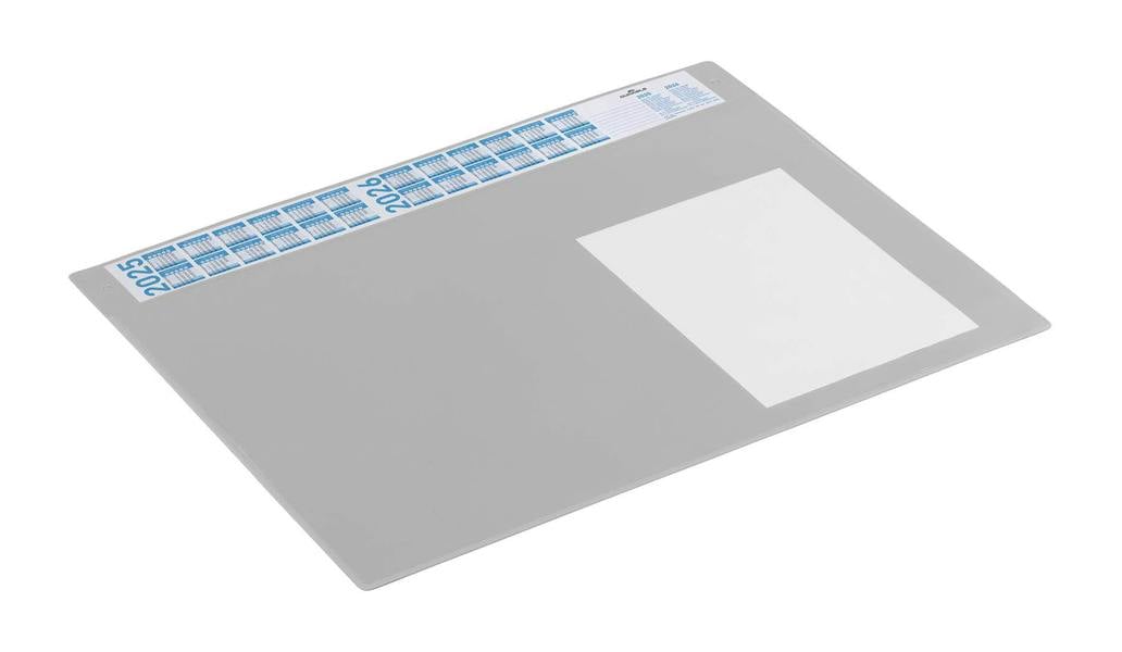 Durable Calendar Desk Mat Clear Overlay Notes Protector Pad | 65x48 cm | Grey
