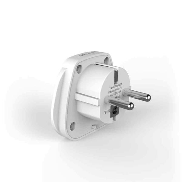 Travel Blue UK to Europe Travel Adaptor Plug (Earthed) | UK 3 Pin to EU 2 Pin Adapter for European Countries except Italy, Switzerland, Denmark