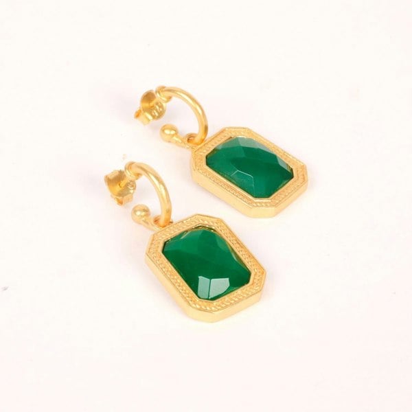 Lila Rasa Rectangular Emerald Green Crystal Hoops