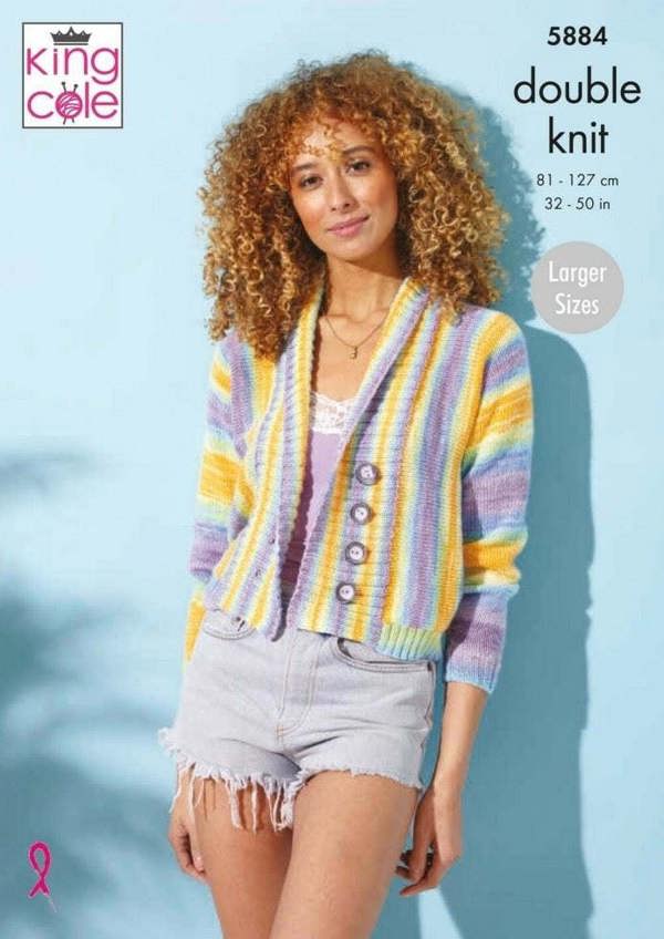 King Cole Tropical Beaches DK Knitting Pattern 5884, Cardigans, Tops for Women, 32 - 50 Inches