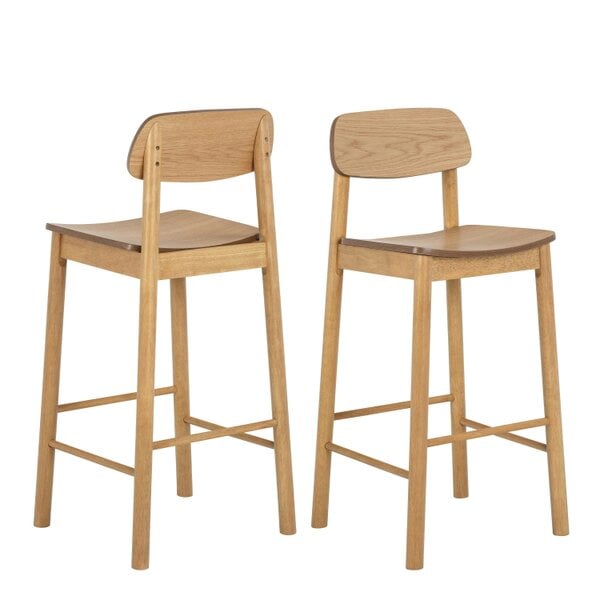 Wyld Haus Brno Kitchen Dining Set Natural Oak Effect Bar Table + 2 Bar Stools