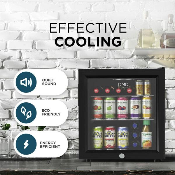 DMD Collective Glass Door Mini Fridge – 50L Compact Drinks Refrigerator