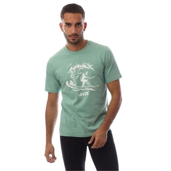 Levis Mens Graphic Print Crew Neck Boyfriend T-Shirt - Green - 