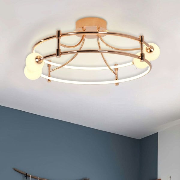 Lightsin Modern Gold LED Ceiling Light with Glass Globes and Colour Changing Lightsin UK 