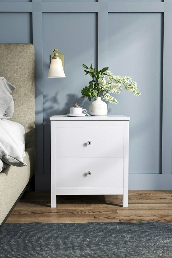 Living and Home 2 Drawers Wooden Storage Cabinet Bedside Table