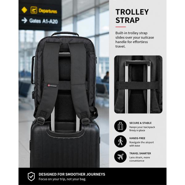Crossgear Aero 45cm USB Cabin Backpack - 32L Water Resistant