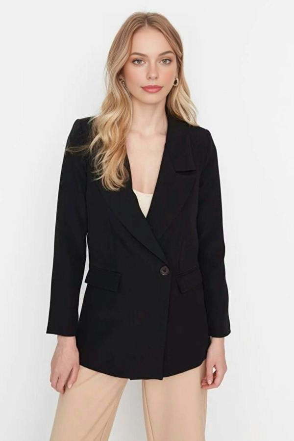WOVCOR Lined Double-Breasted Woven Blazer Jacket