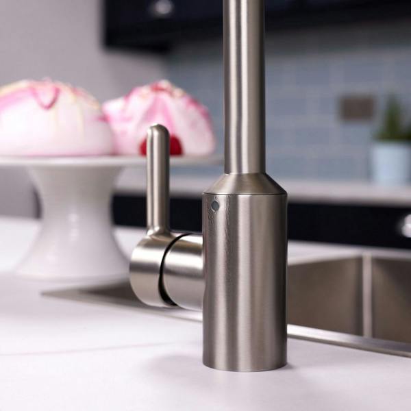 Flode Bryne | Single Lever Kitchen Sink Mixer Tap with Swivel Spout | Brushed Steel Finish
