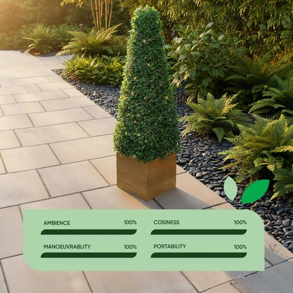 Gardenwize Solar Faux Plant – Obelisk Topiary with 100 LED Lights