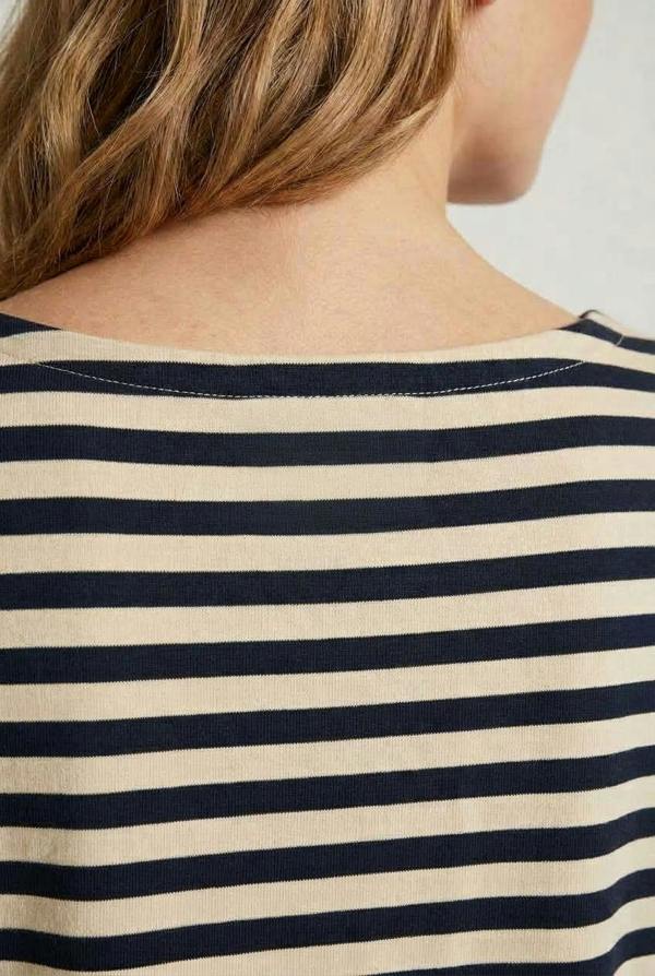 Navy | Striped Relaxed Long Sleeve Top