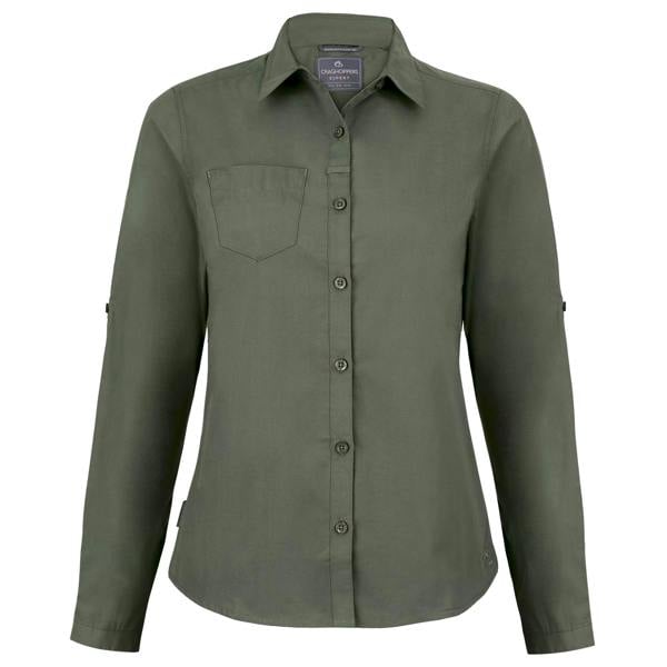 Craghoppers Womens/Ladies Expert Kiwi Long-Sleeved Shirt - Dark Cedar Green