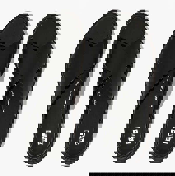 FitFlop F-MODE LEATHER FLATFORM CROSS Womens Slides All Black