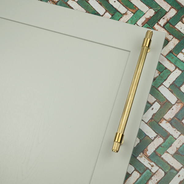 Handle & Home Satin Brass Knurled Handles with Clasp Detailing