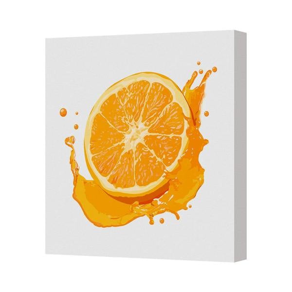 Benjamin Tate Design Orange Slice Splash Canvas Art Print On Deep Wooden Frame Made In UK
